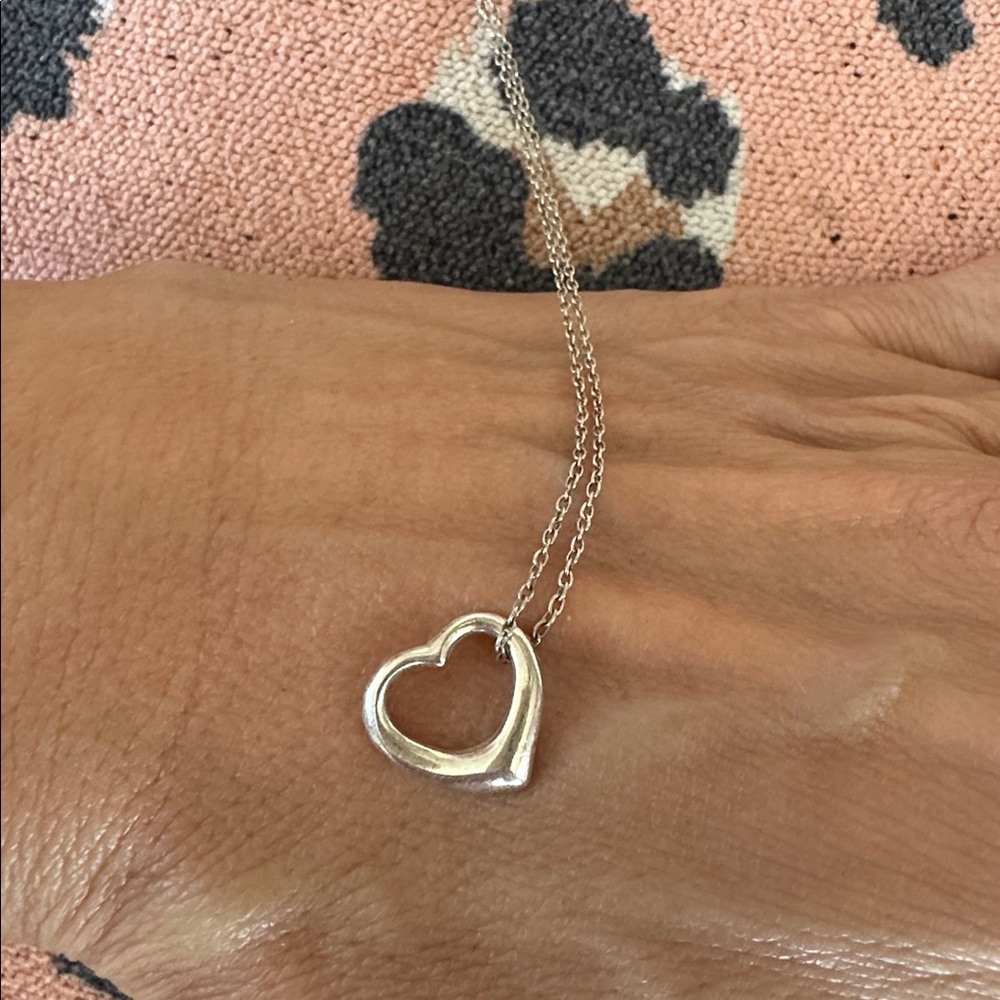 Tiffany & Co. Elsa Peretti Open Heart Necklace 925 Sterling Silver Vintage